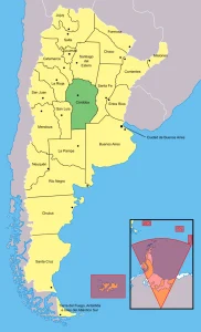 mapa de referencia donde se ve la provincia de córdoba en el centro del país